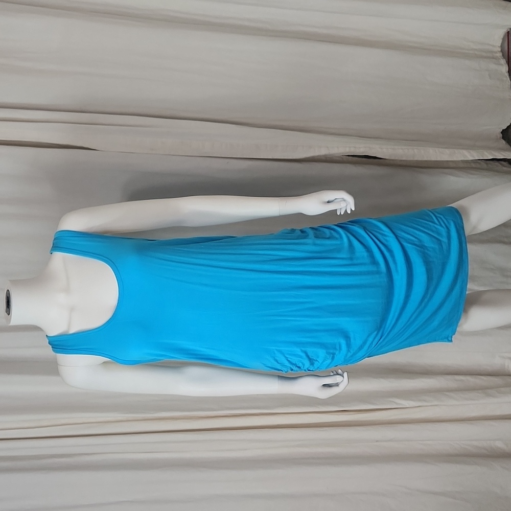 Venus Large Turquoise Sleeveless Tank Dress Rouched Sides